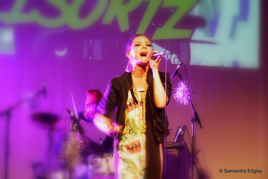 Mila Falls on stage - Video Launch Party at Rich Mix