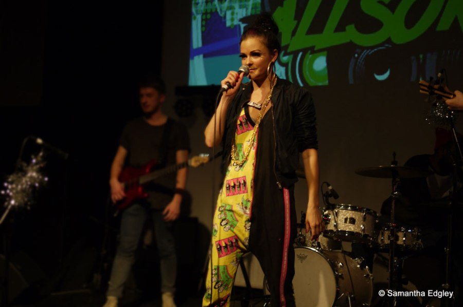 Mila Falls on stage - Video Launch Party at Rich Mix