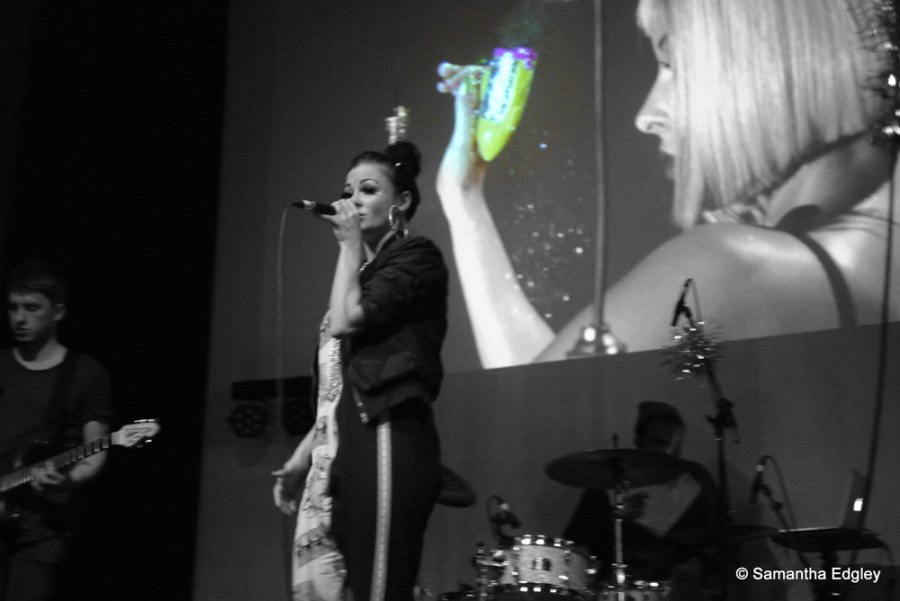 Mila Falls on stage - Video Launch Party at Rich Mix