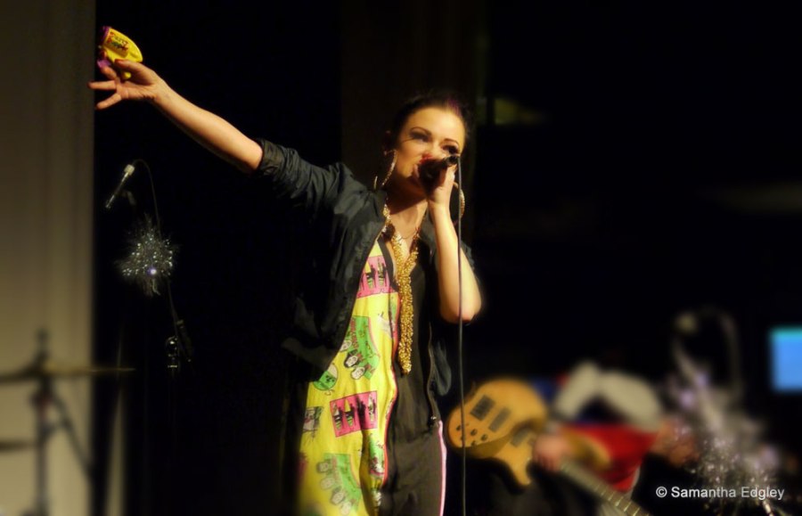 Mila Falls on stage - Video Launch Party at Rich Mix