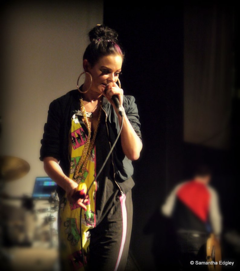 Mila Falls on stage - Video Launch Party at Rich Mix